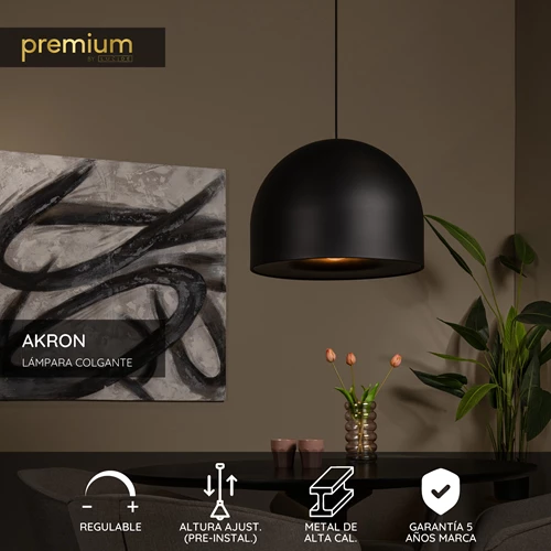 Lucide AKRON - Lámpara colgante - Ø 50 cm - 1xE27 - Negro | Premium - USP